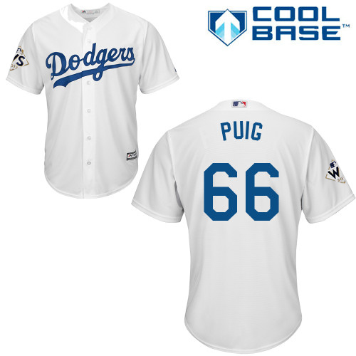 Dodgers #66 Yasiel Puig White New Cool Base World Series Bound Stitched MLB Jersey